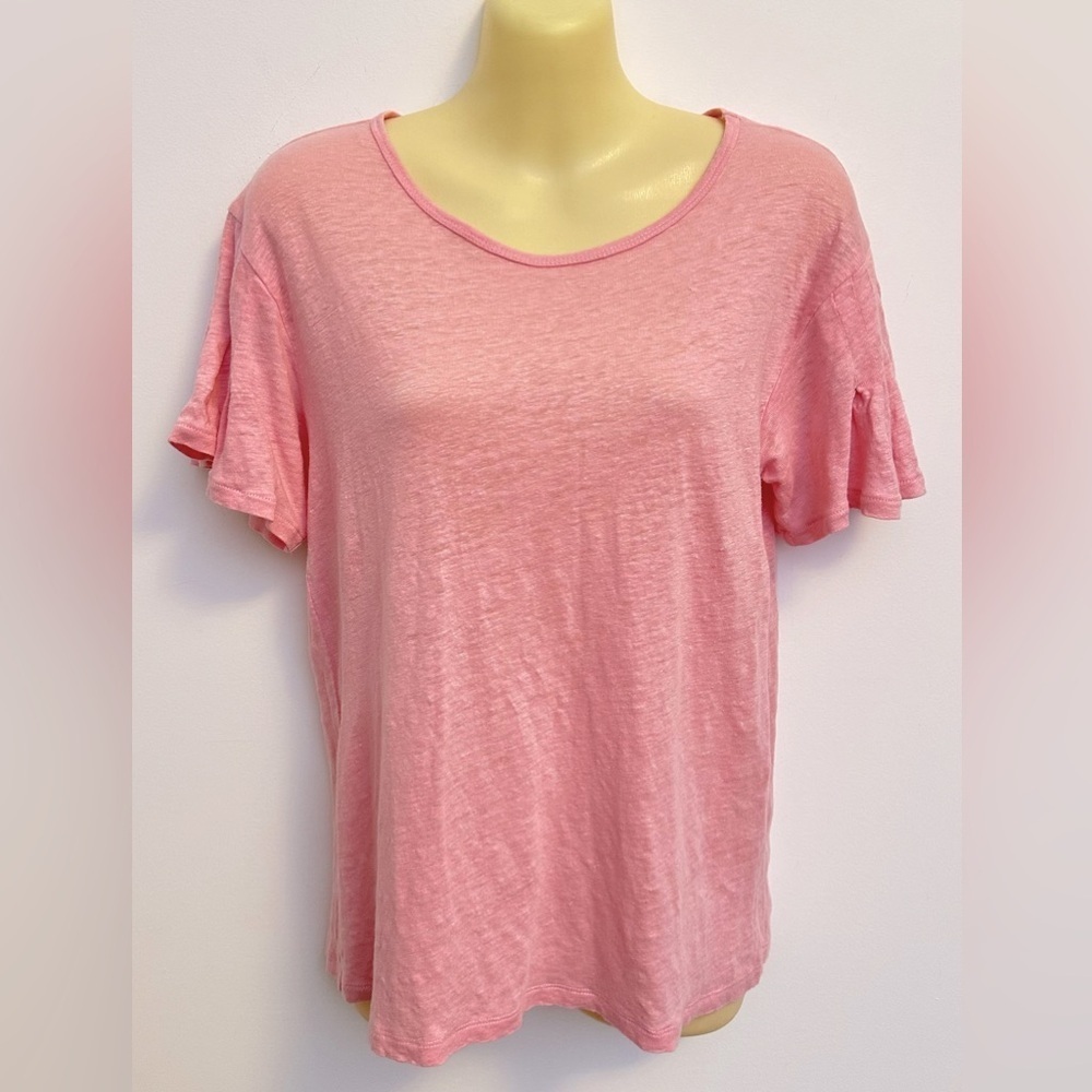 J. Crew Pink Pintuck Fluttery Short Sleeve Top size S